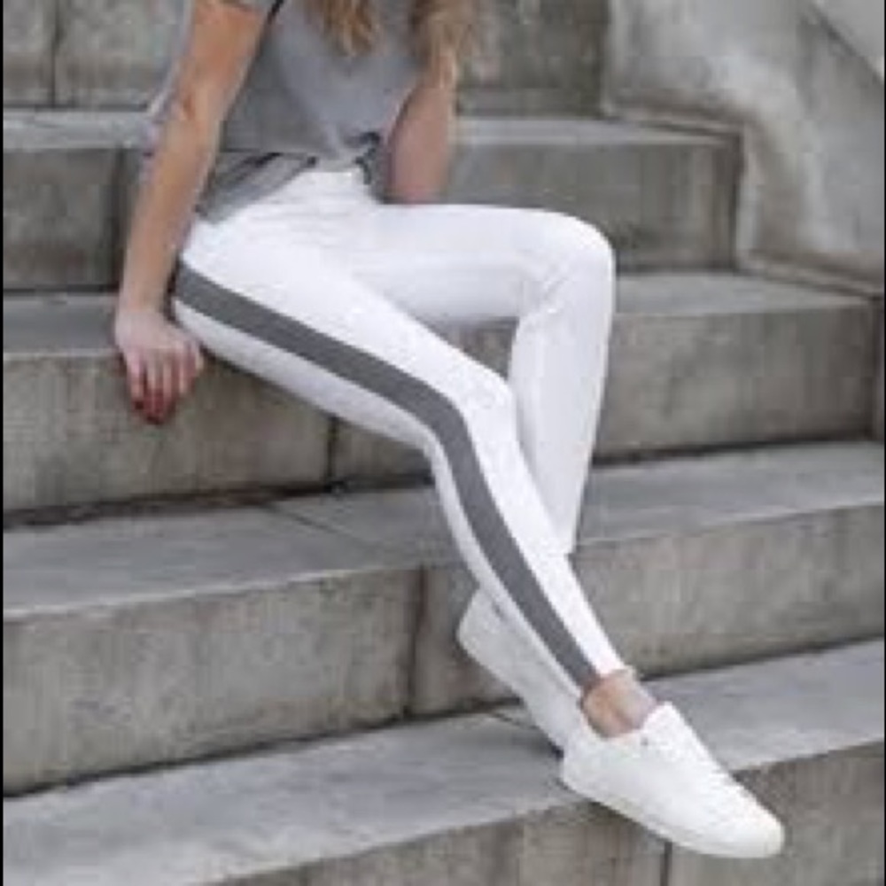 NWT Spanx White Side Stripe Denim Leggings